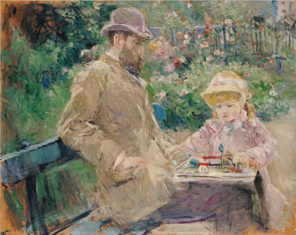 Eugene Manet and His Daughter at Bougival 1881 Berthe Morisot